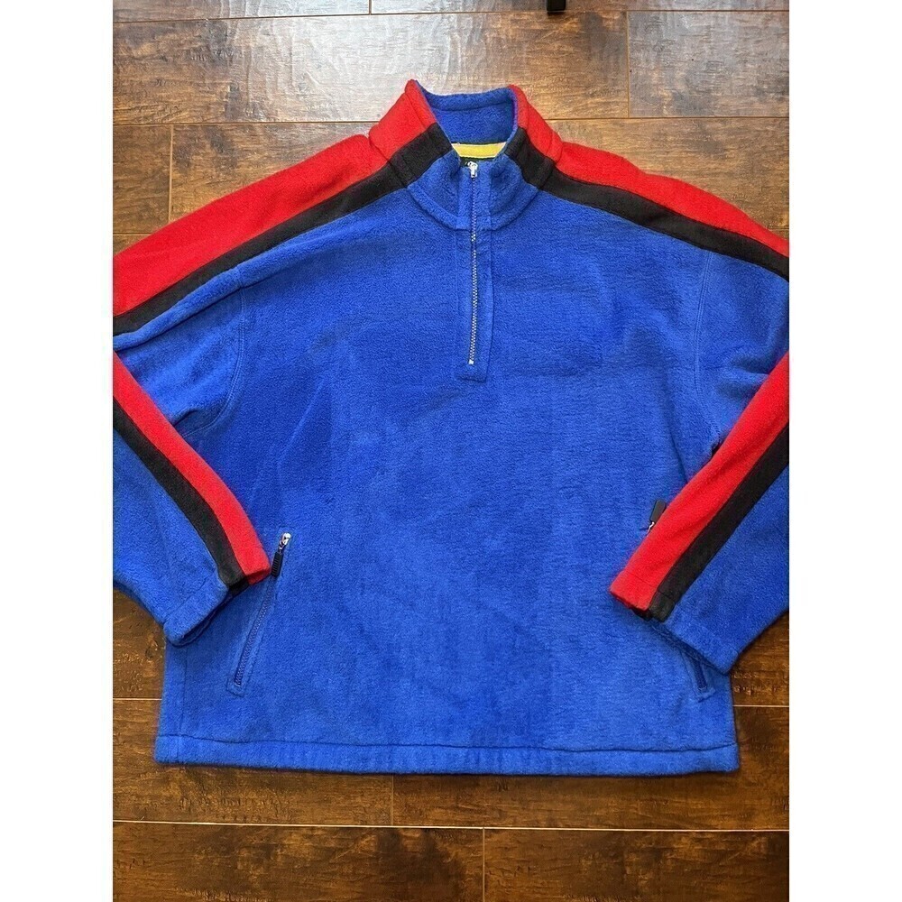 Vintage CB Sports Ski Fleece Mens M Sport Suicide Snow Beach Colorblock Red Blue